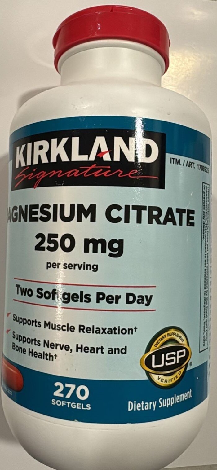 OS:Kirkland Signature Magnesium Citrate 250mg, 270 Softgels - Image 1