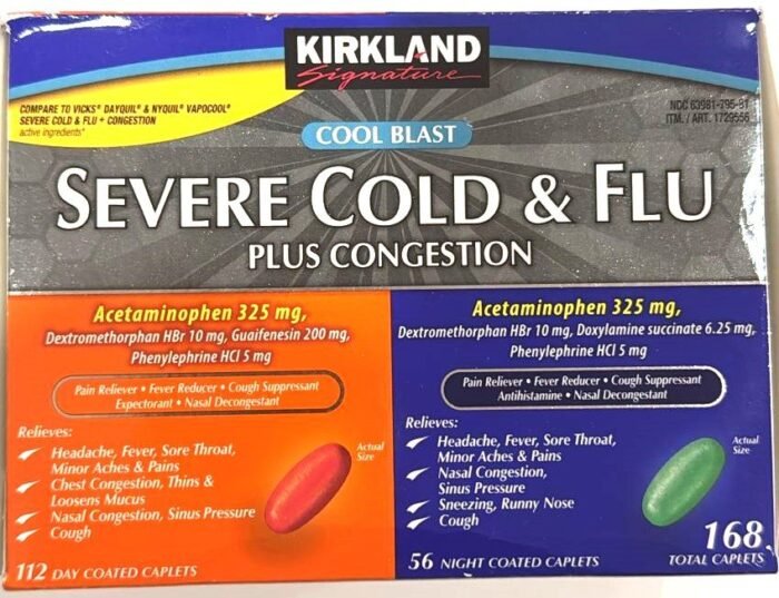 OS:Cold & Flu Severe Multi-Symptom  Kirkland 112's+56's Day + Night - Image 1